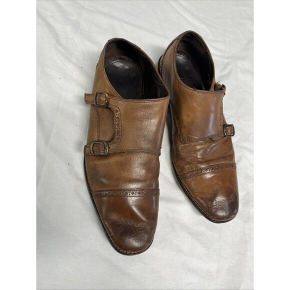 Florsheim Brown Leather Double Monk Strap Dress Shoes Buckle 10 3E main image 5